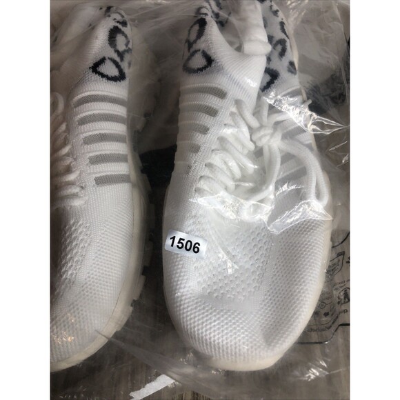 Women's White Sneakers with Leopard Print Size 8.5 Lightweight NEW!! CUTE!! - Picture 7 of 7
